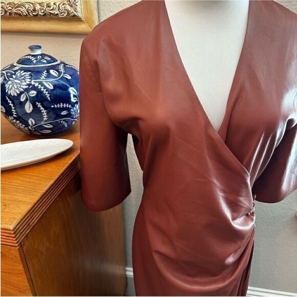 NWT Nanushka Helisa Vegan Leather Ruched
Midi Dress-P1 - Picture 2 of 10